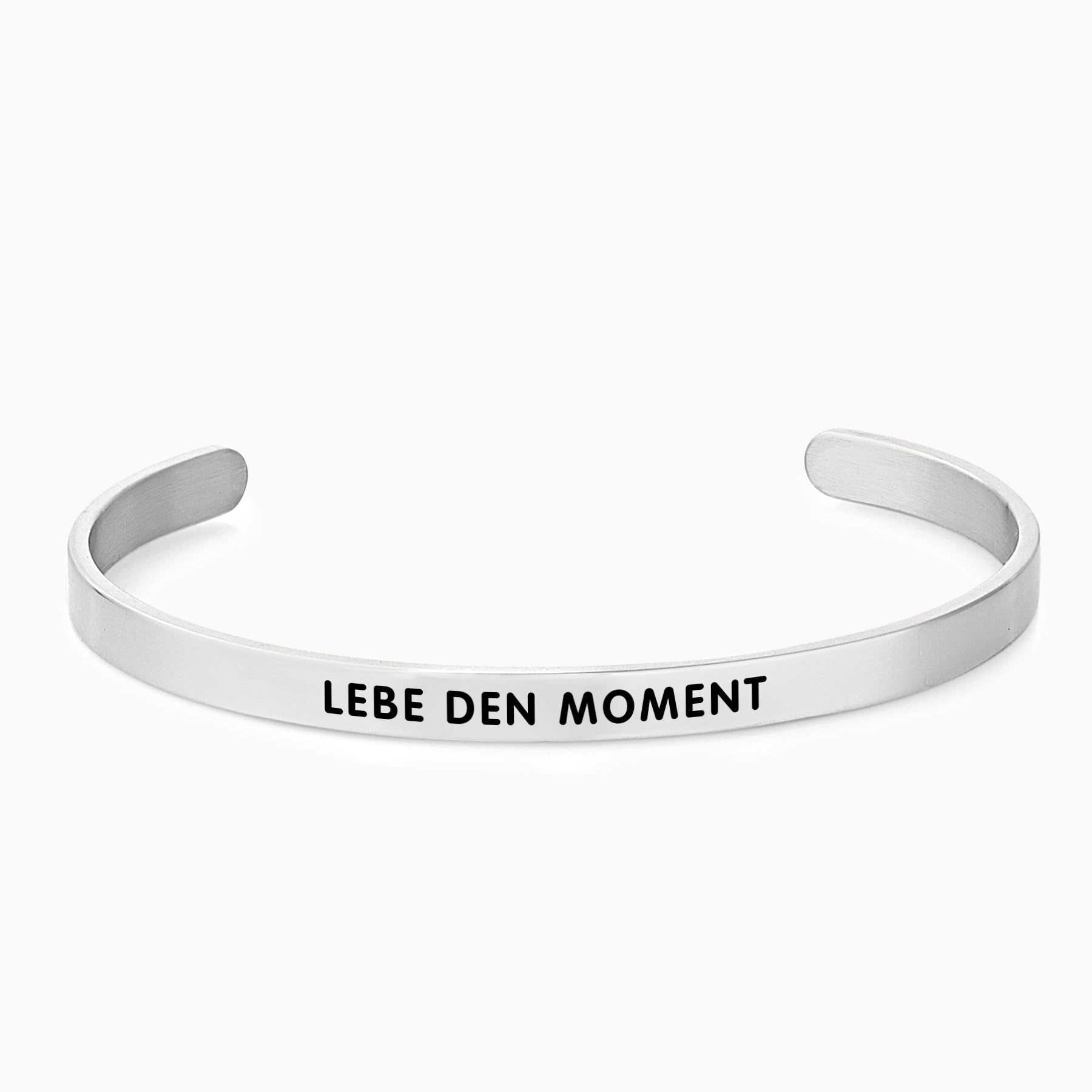 Simple Pledge Bracciale Donna Inciso Lebe Den Moment, Regolabile, In Acciaio Inox Argento, Oro O Oro Rosa