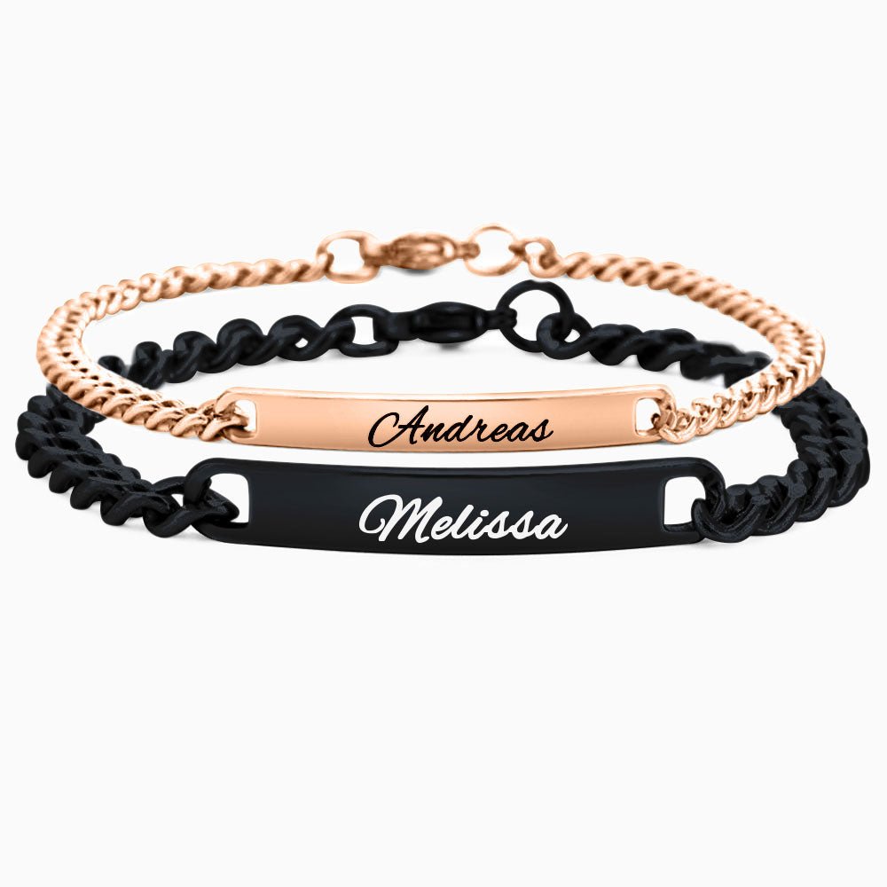 Schwarz Rose Partnerarmband mit Gravur | Einzigartig & Schn Schwarz Rose Partnerarmband mit Gravur | Einzigartig & Schn