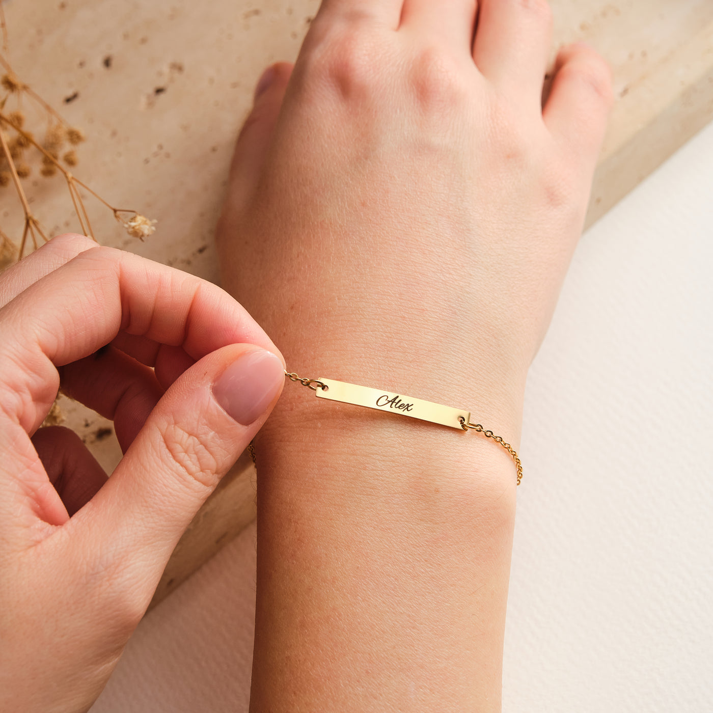 Bar Partnerarmband mit Gravur