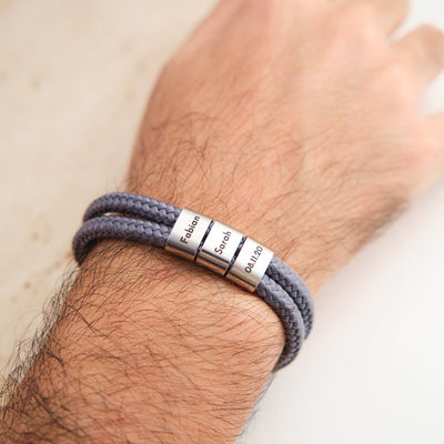 Grau Segeltau Armband mit Ringgravur - OTANTO