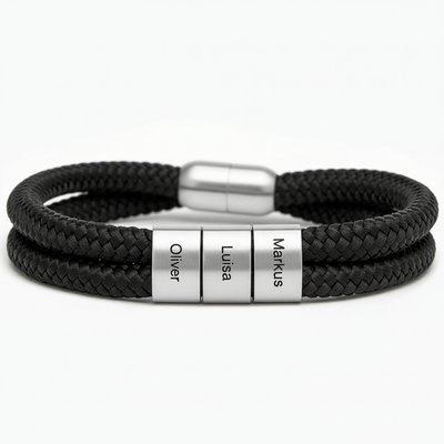 Grau Segeltau Armband mit Ringgravur - OTANTO