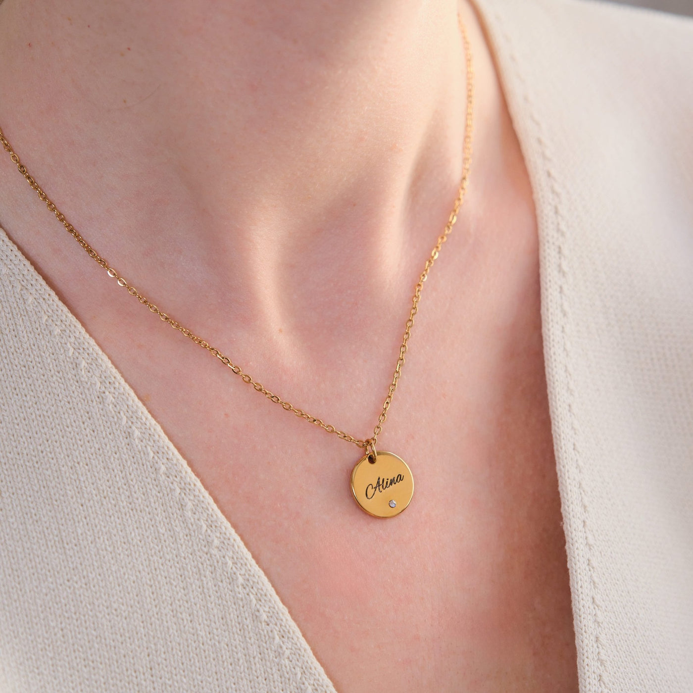 Mini Zirkonia Plättchen Halskette - OTANTO