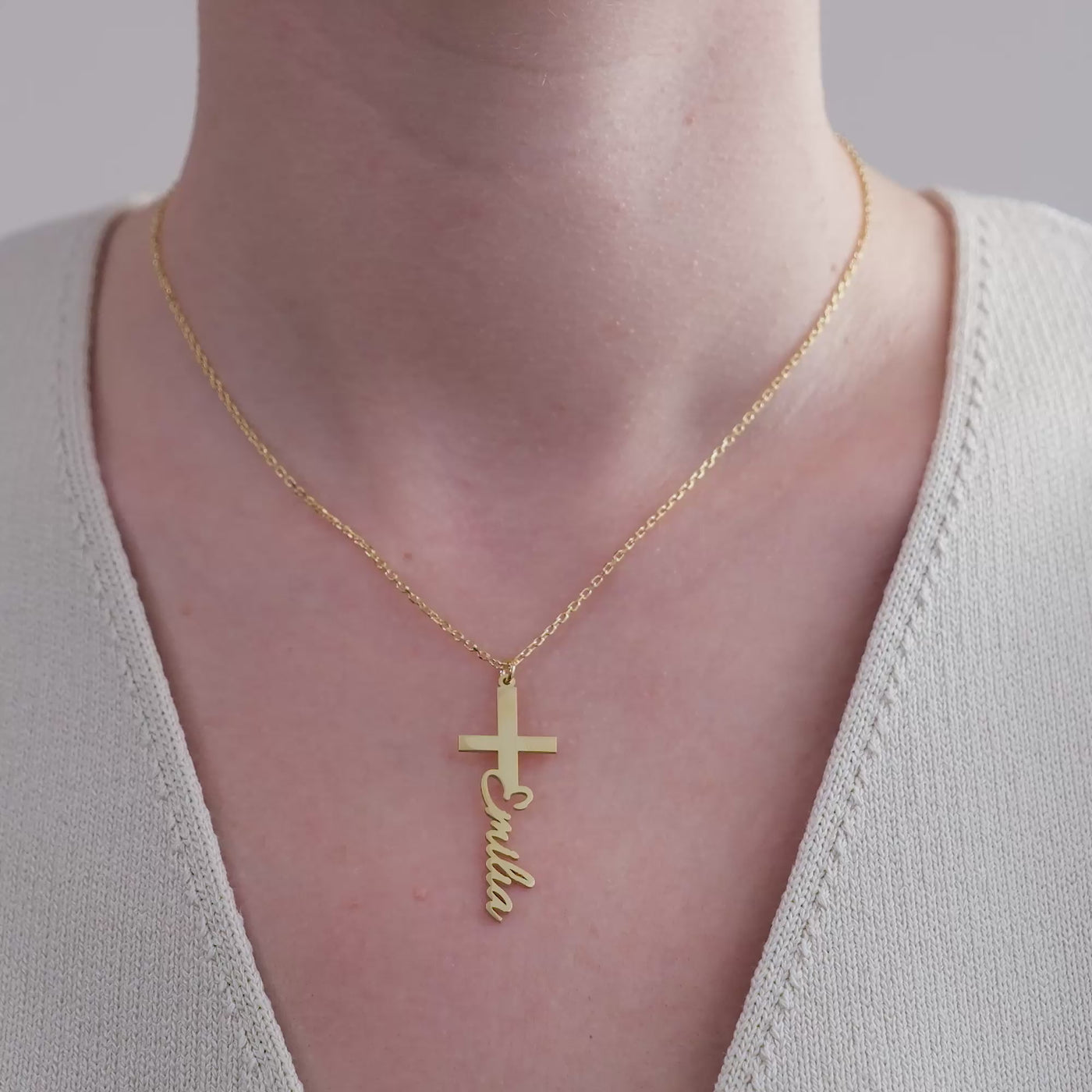 585er Gold Namenskette - Variante Kreuz