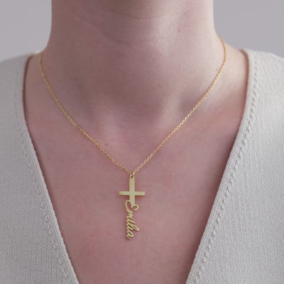 585er Gold Namenskette - Variante Kreuz
