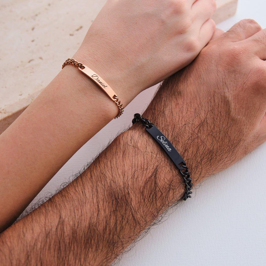 Schwarz Rose Partnerarmband mit Gravur | Einzigartig & Schn Schwarz Rose Partnerarmband mit Gravur | Einzigartig & Schn