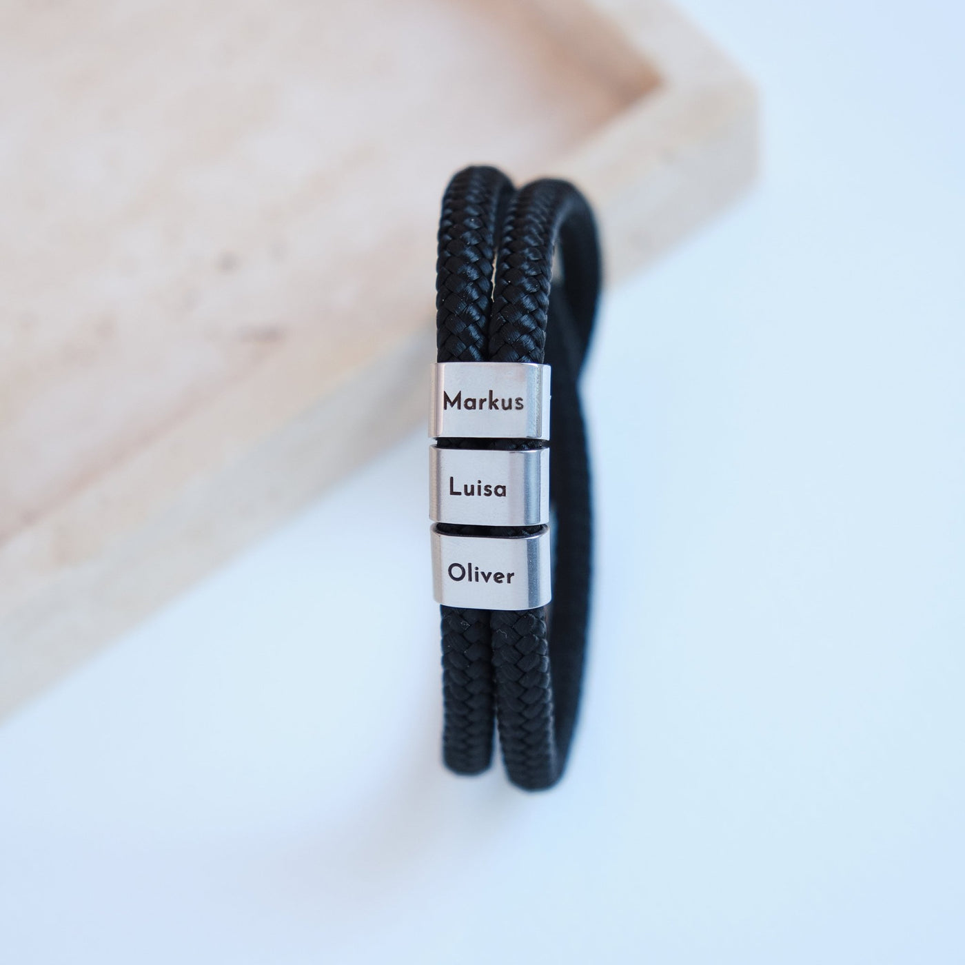 Schwarz Segeltau Armband mit Ringgravur - OTANTO