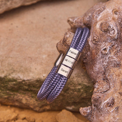Grau Segeltau Armband mit Ringgravur - OTANTO